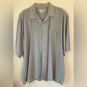 Vintage Earth Tone Trust USA Linen Blend Short Sleeve Button Down Shirt